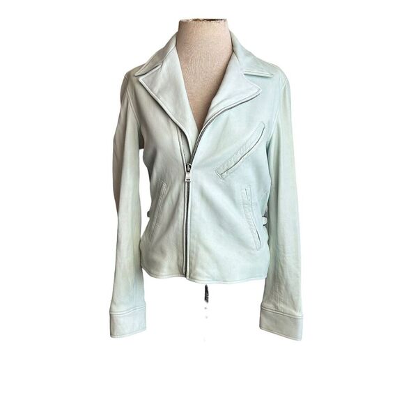 Ralph Lauren Jackets & Blazers - Ralph Lauren black Label Lamb Leather Jacket Womens 8 Green Moto Biker Zip